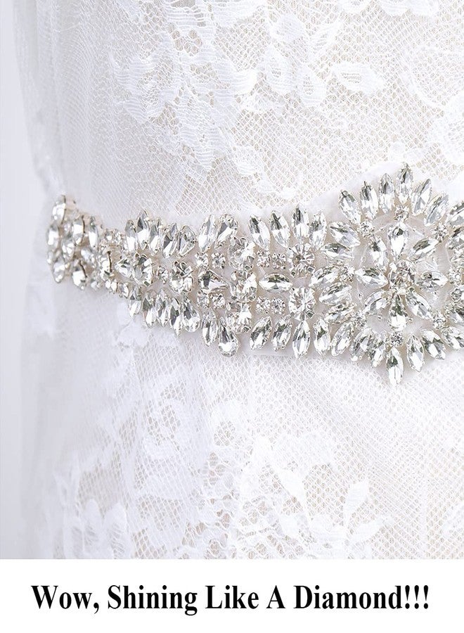 Pardecor Rhinestone Belt Silver Women Applique Trim Bridal Wedding Sash Belts Dress Crystal Belt Evening Dresses Gown - Image 2